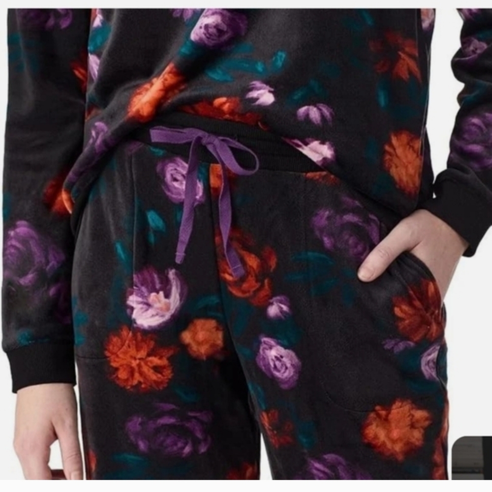 NWT Room Service Women's 2 Piece Pajama Set Black Floral Nwt Xxl - Picture 4 of 4